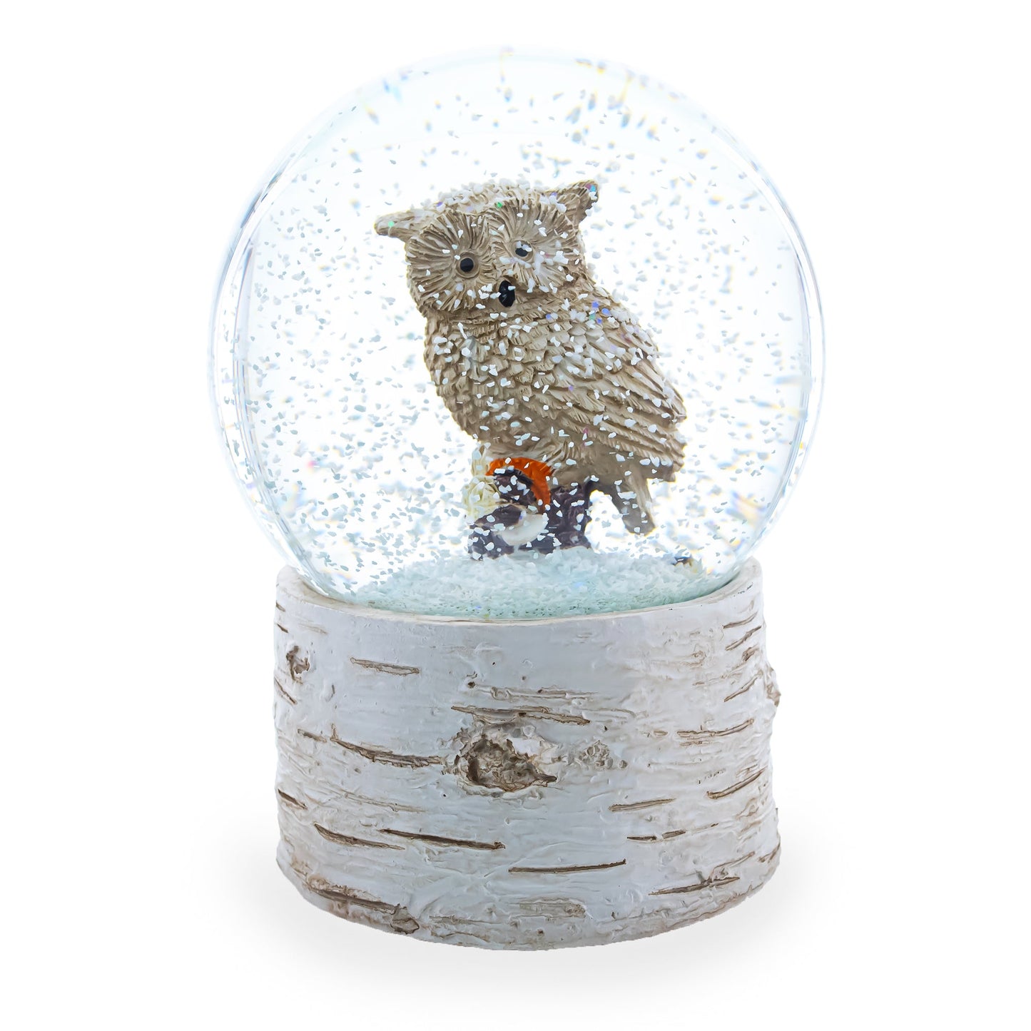 Owl Perched on Tree Branch Musical Water Snow Globe