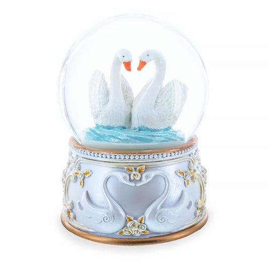 Romantic Swan Spinning Musical Water Snow Globe