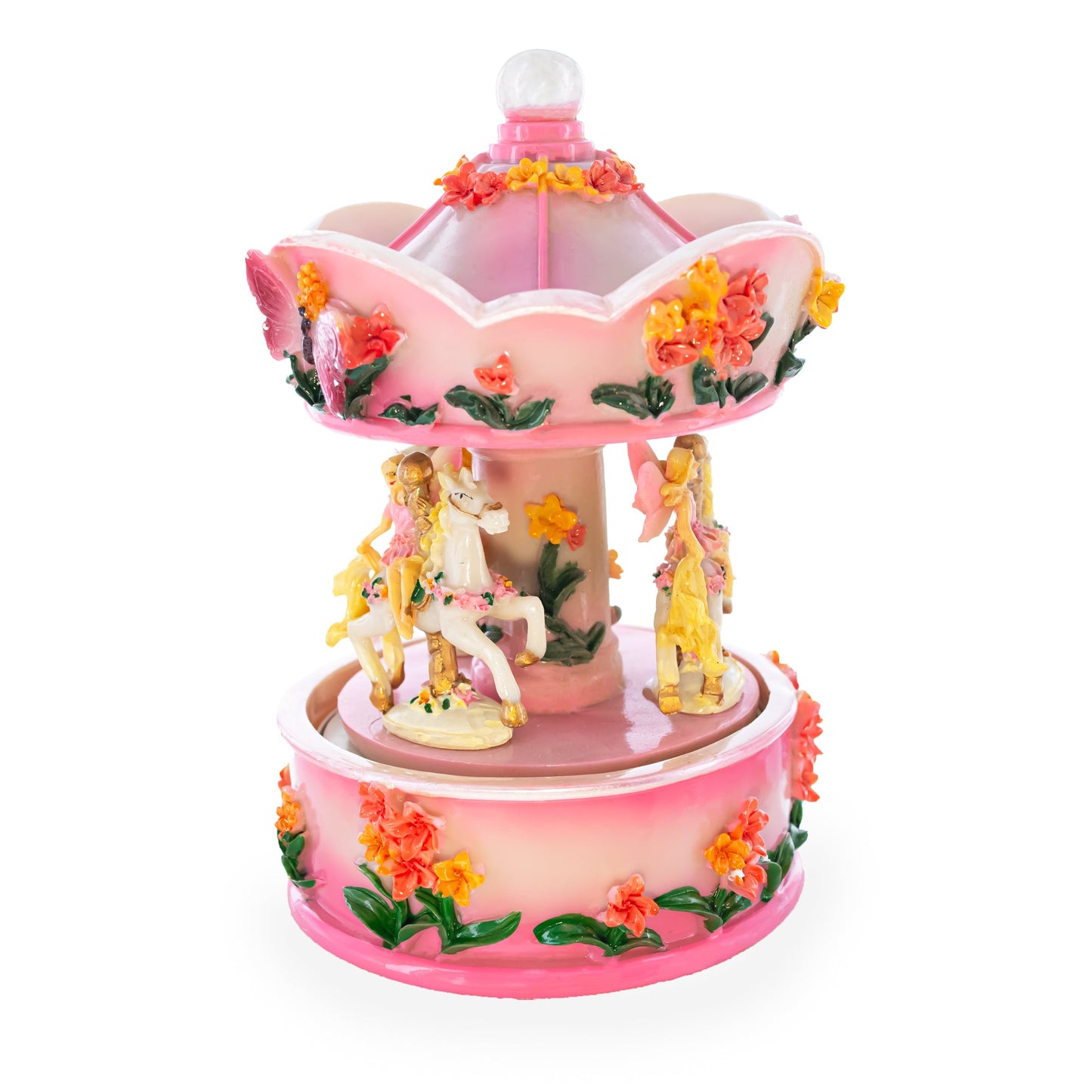 Pink Fairy Floral Carousel Musical Figurine