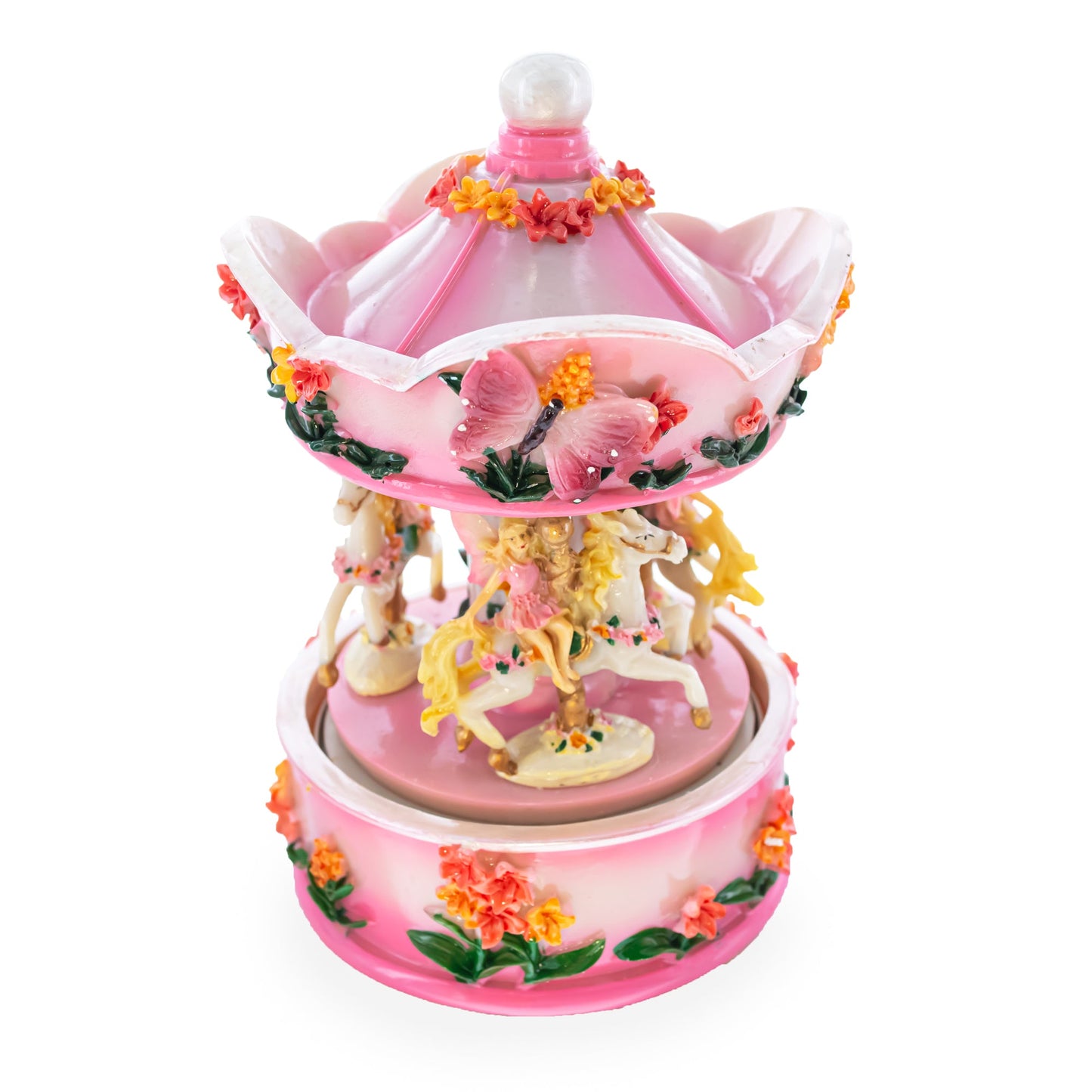 Pink Fairy Floral Carousel Musical Figurine