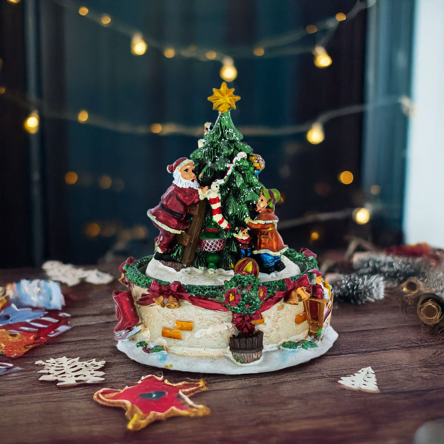 Tree Decorating Duo Spinning Musical Christmas Figurine