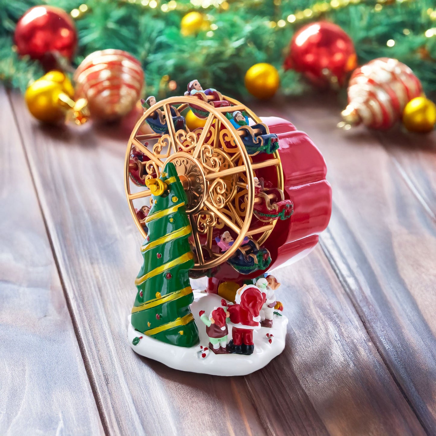 Santa's Whirling Ferris Wheel Rotating Musical Figurine