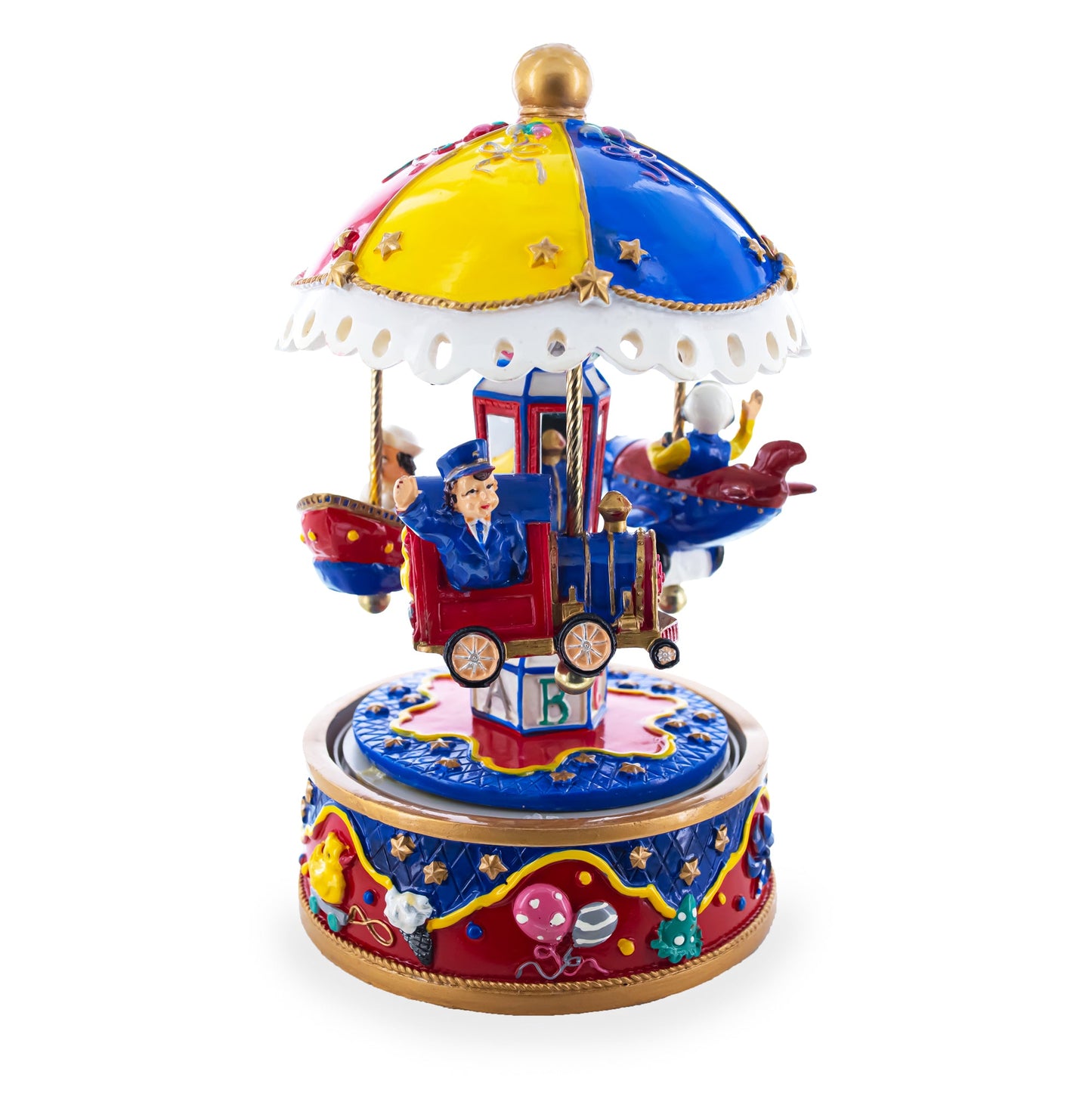 Musical Figurine with Airplane, Boat, and Train