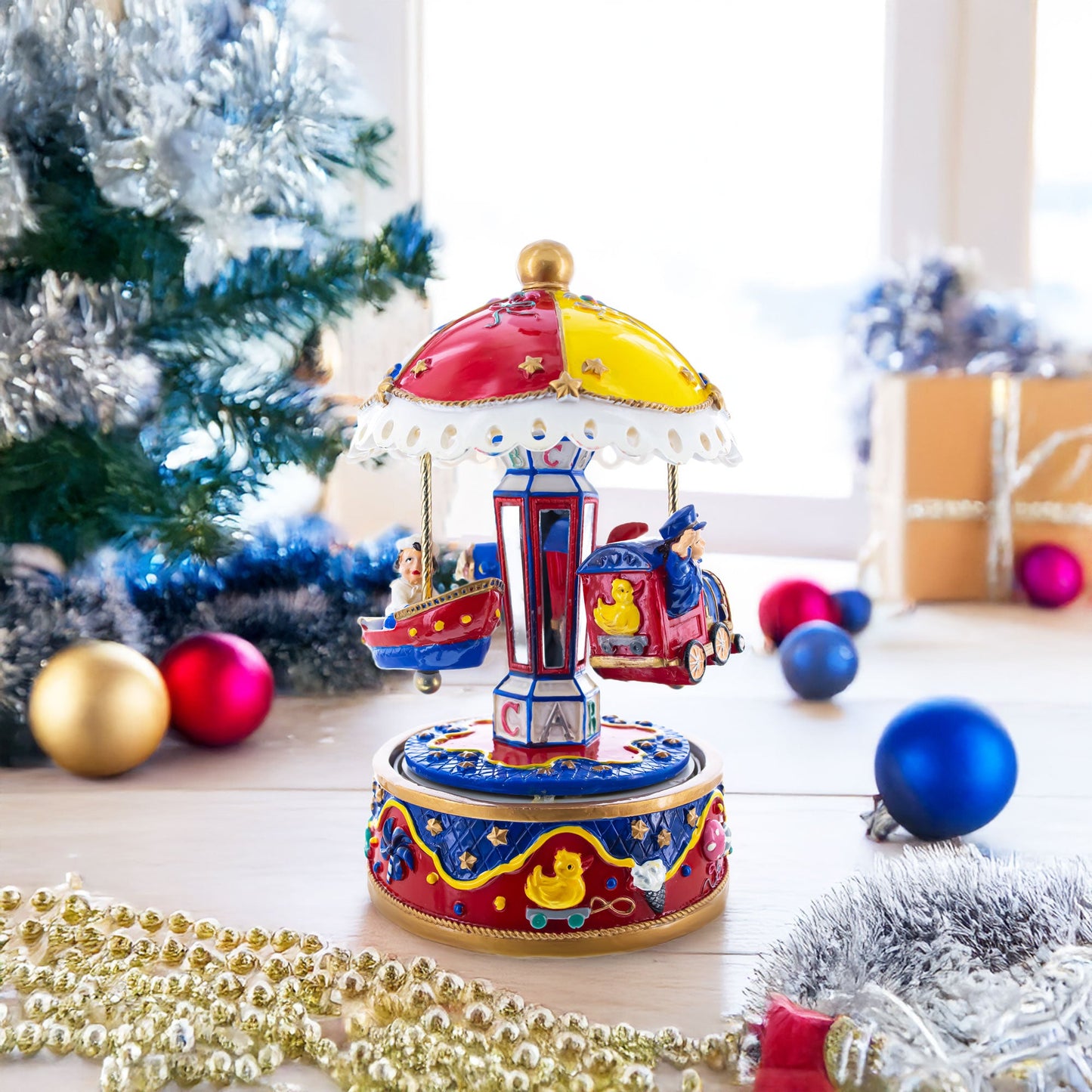 Musical Figurine with Airplane, Boat, and Train