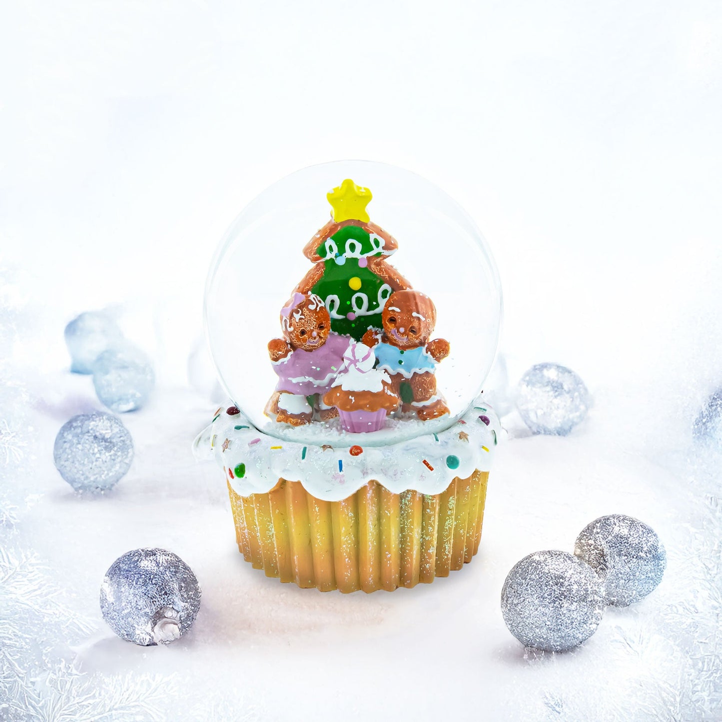 Gingerbread Family and Cupcake Musical Christmas Water Globe