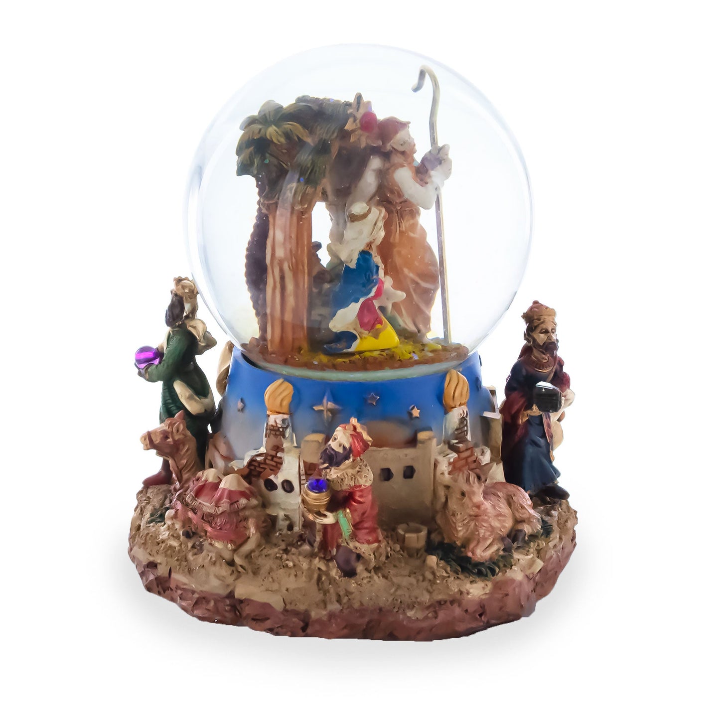 Regal Gift Bearers Nativity Scene Musical Water Snow Globe