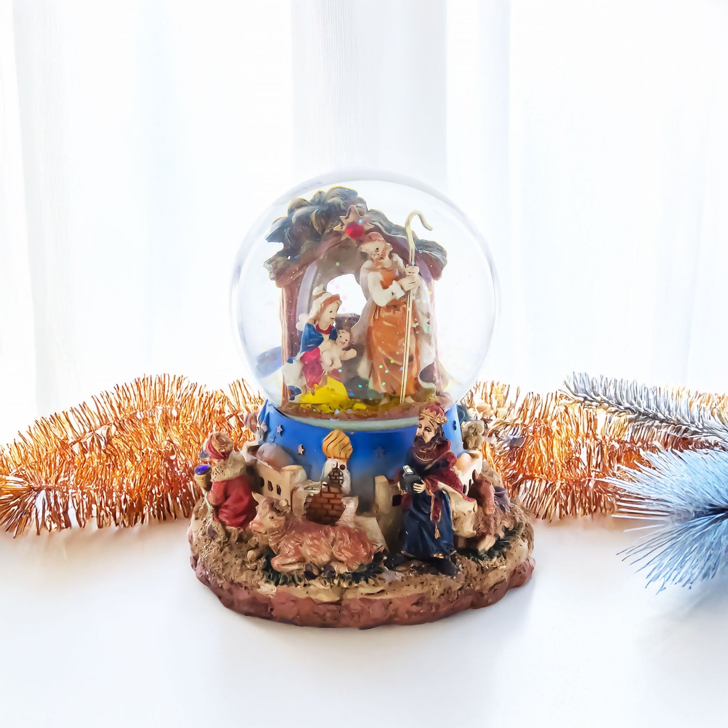 Regal Gift Bearers Nativity Scene Musical Water Snow Globe