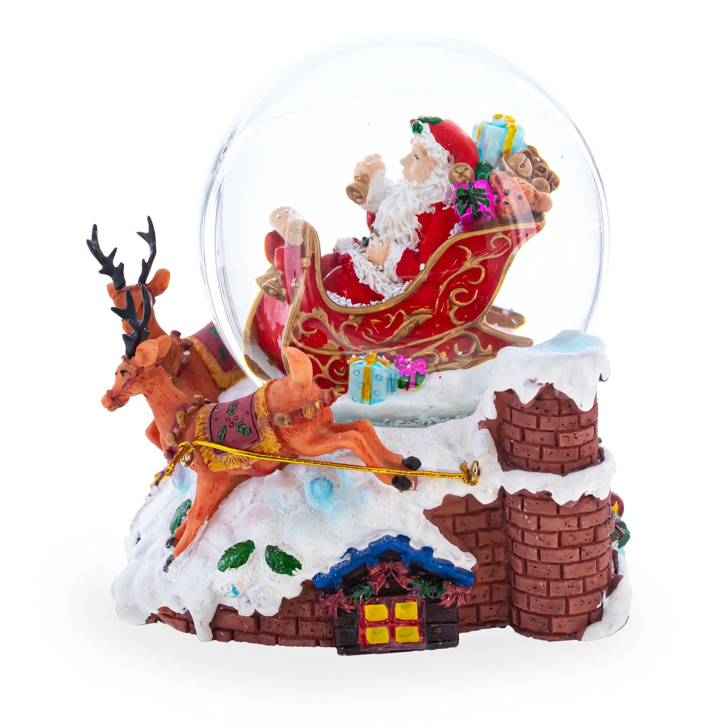 Santa Delivering Gifts Musical Christmas Water Snow Globe