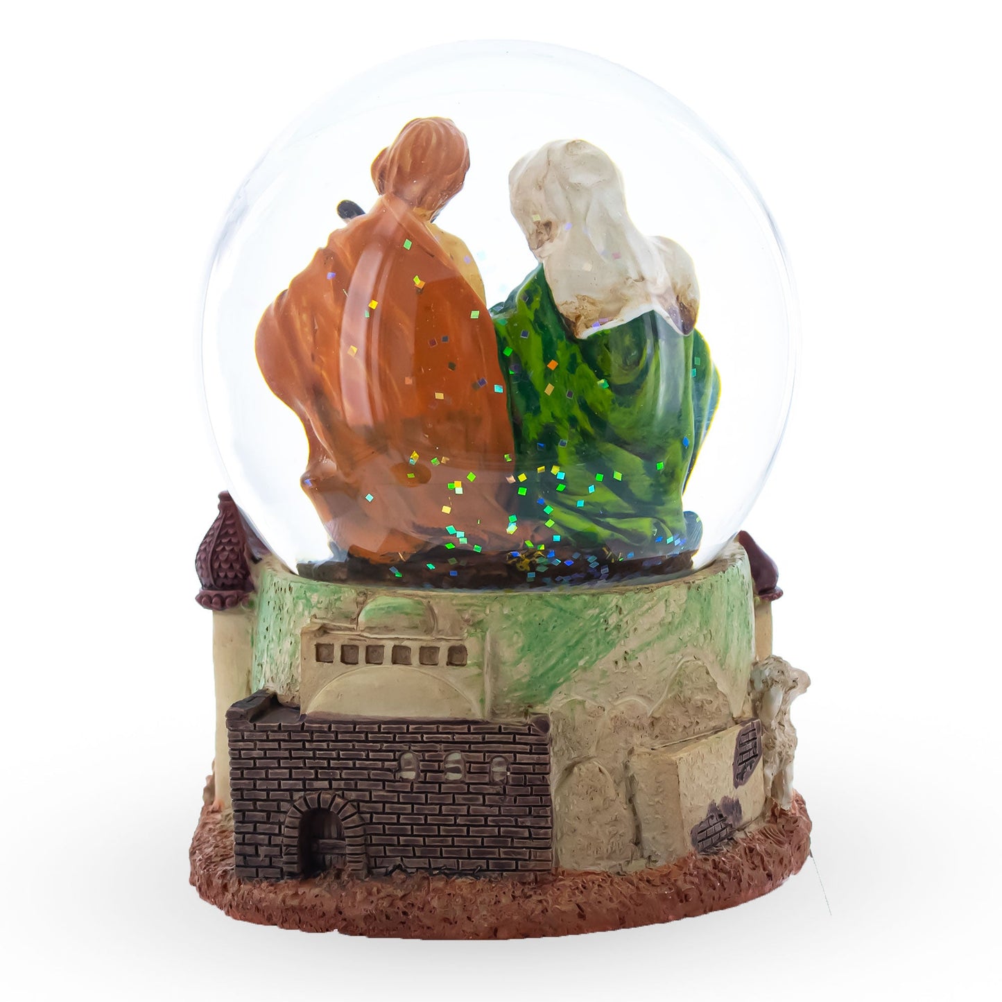 Nativity Scene and Divine Guardian Angel Musical Water Snow Globe