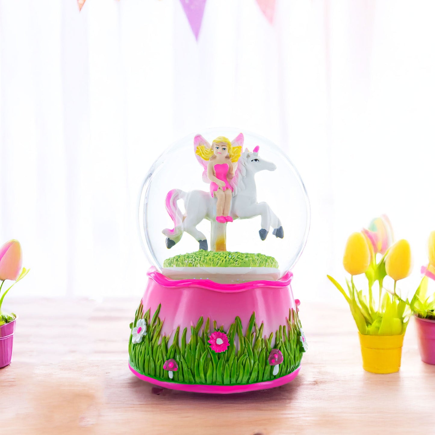 Unicorn Carousel with Fairy Musical Water Snow Globe