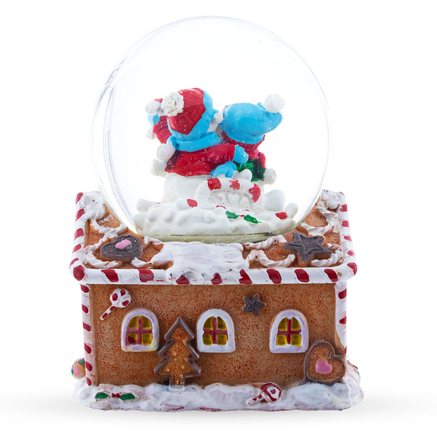 Gingerbread Cottage Snowmen Romance Musical Water Snow Globe