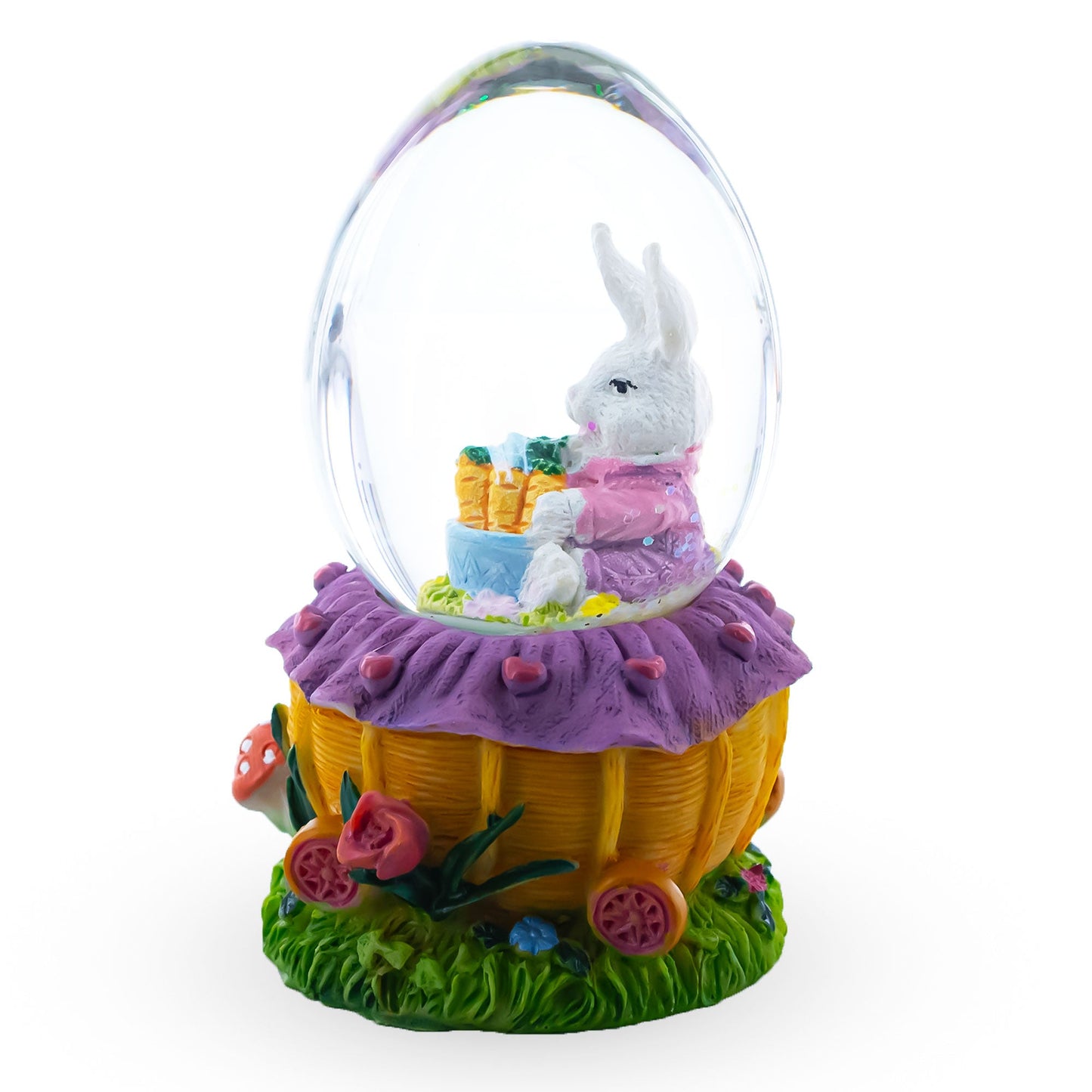 Bunny and Carrots Basket Water Globe