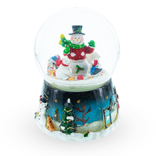 Snowman, Polar Bears, and Penguins Musical Spinning Snow Globe
