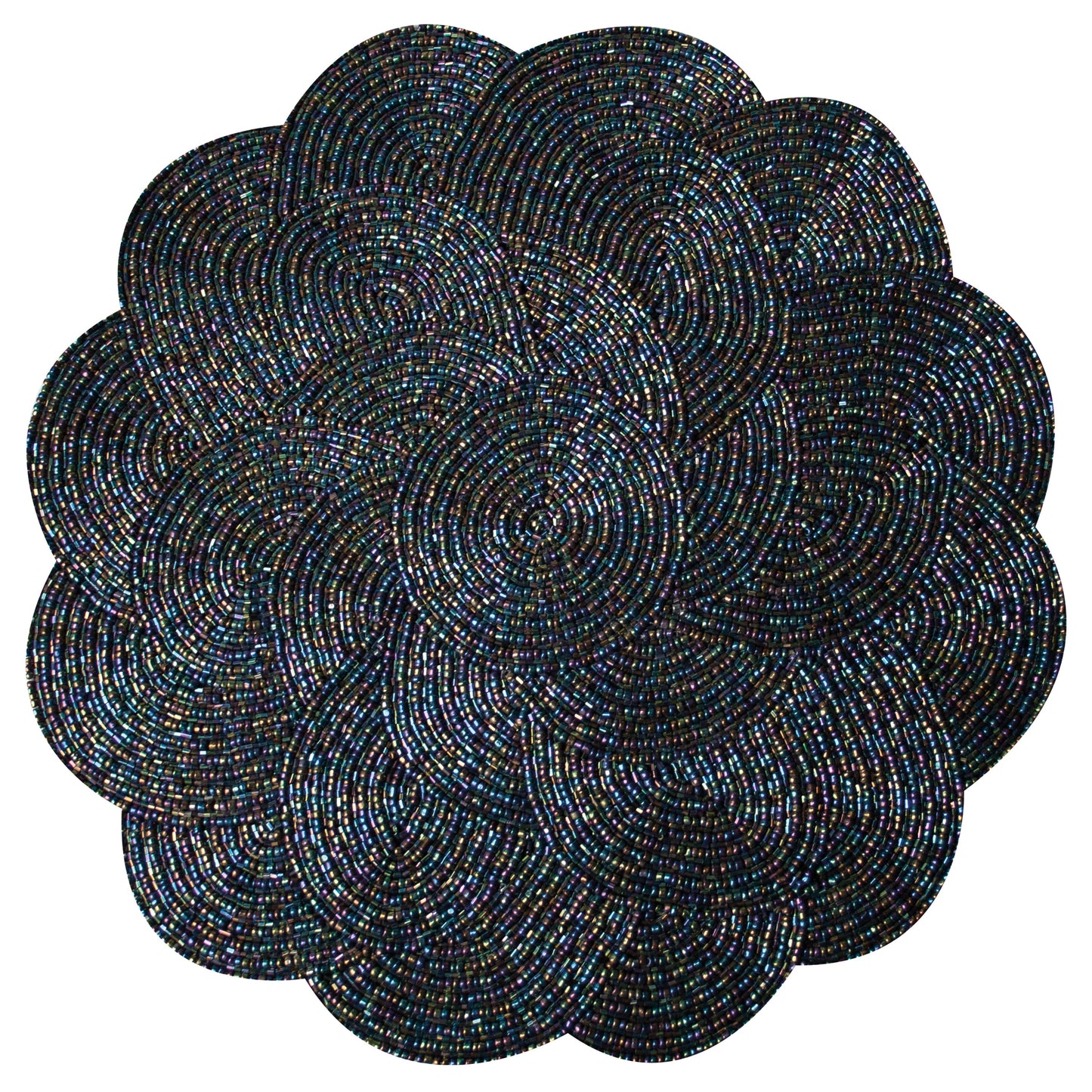 Beaded Placemats - Handmade Round Embroidered Table Mats With Satin Backing