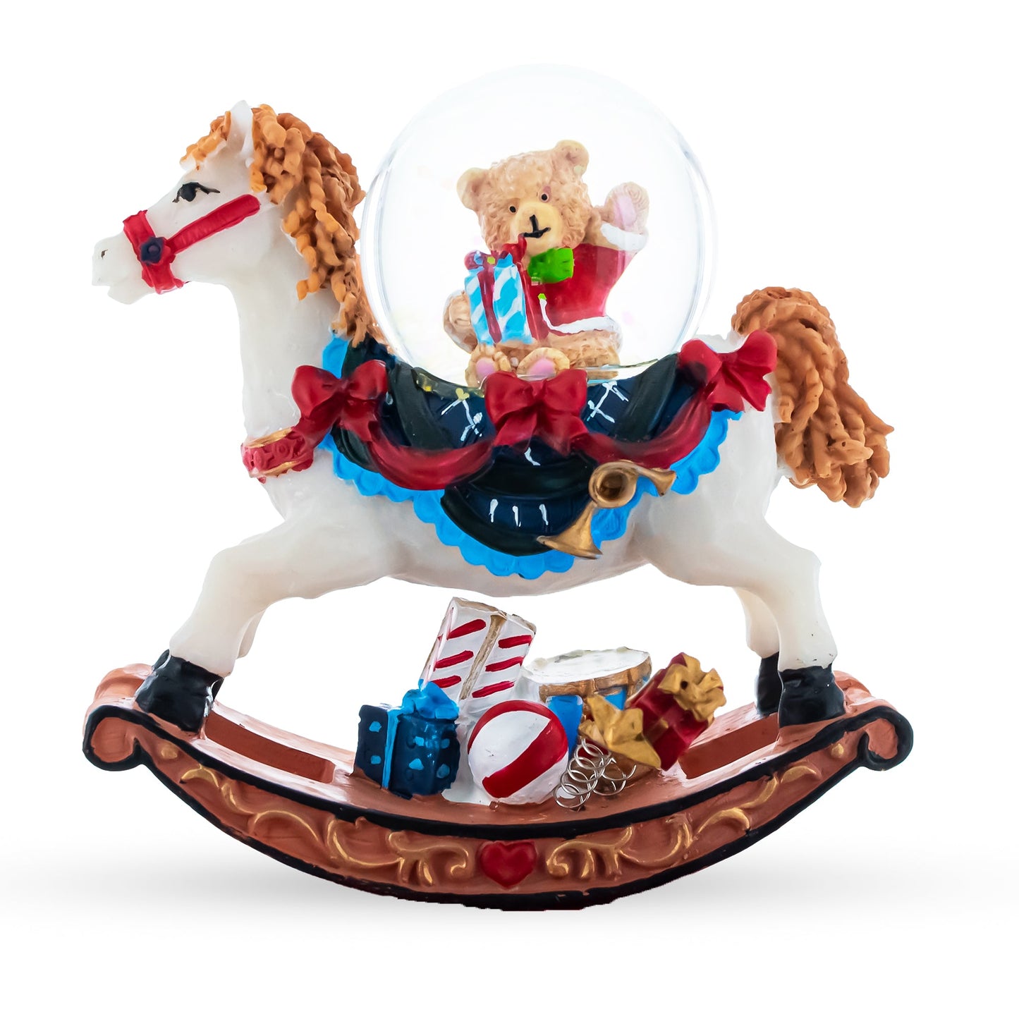 Teddy Bears' Rocking Horse Christmas Water Snow Globe