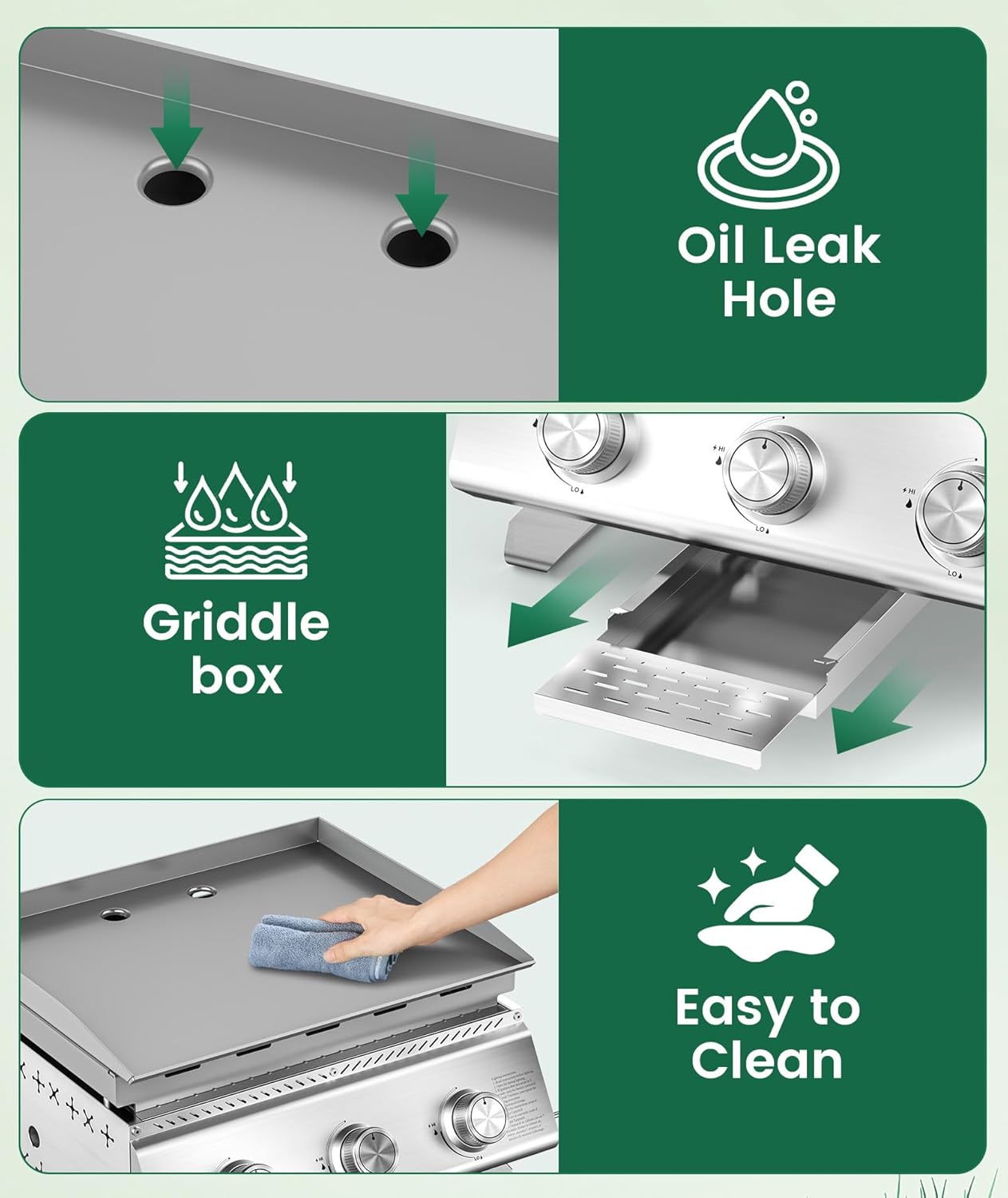 Portable 20-Inch 3-Burner Table Top Gas Grill Griddle