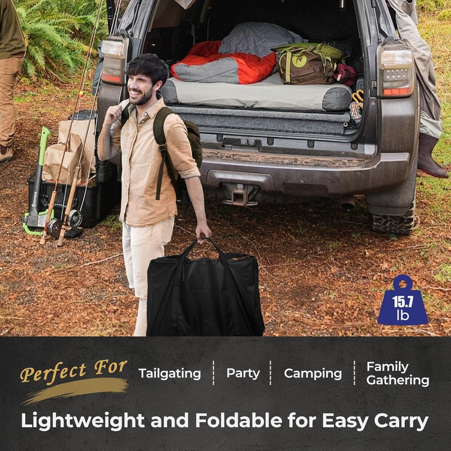 Portable Grill Prep Table with Adjustable and Folding Legs, 304 Stainless Steel BBQ Grill Stand for Tabletop Griddle and Pizza Oven T0124SA