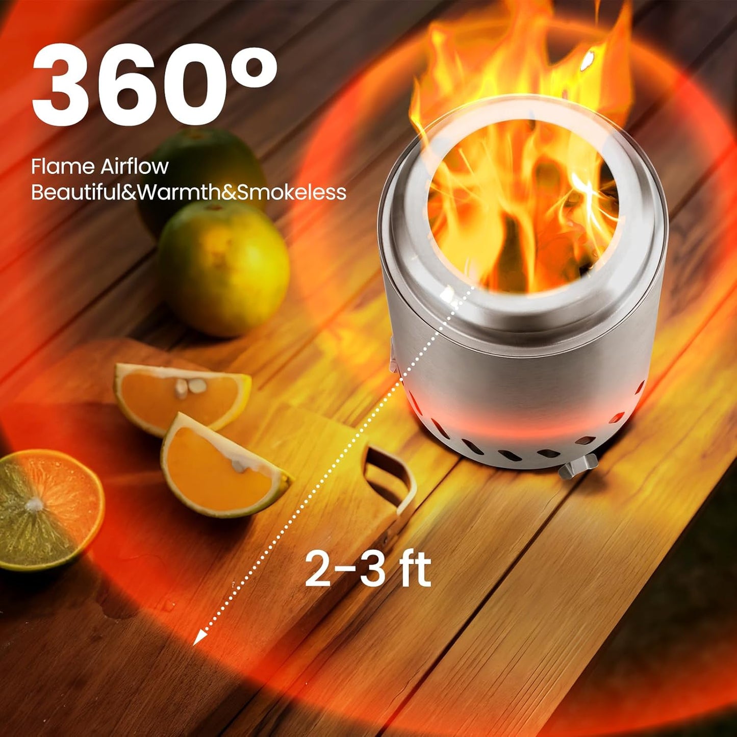 Portable Outdoor Fire Pit with Stand, Low Smoke Burning Tabletop Fire Pit Fuel