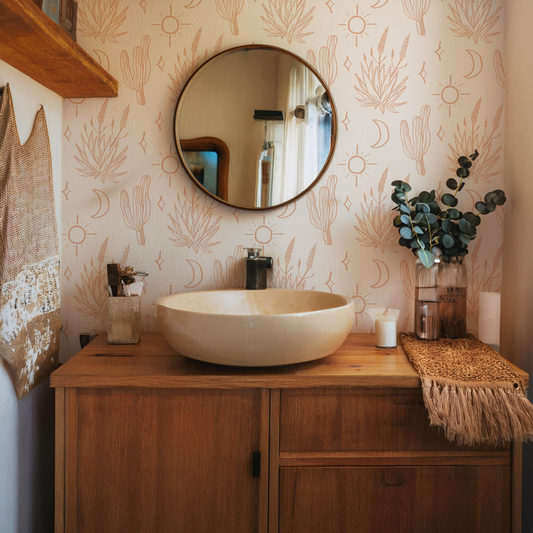 Desert Sky Wallpaper, small pattern, white and clay