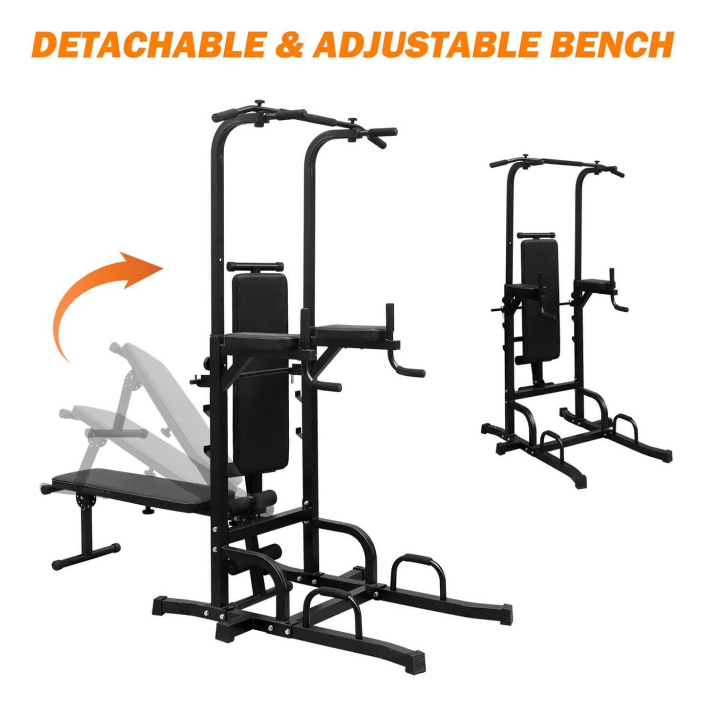 Power Tower Heavy Duty Multi-Functional Dip Station With Bench, Pull Up Bar, And Adjustable Height For Home Gyms (SAK64327)