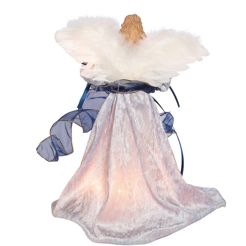 10-Light Indigo Blue With Gold Trim Angel Treetop - 12 Inch