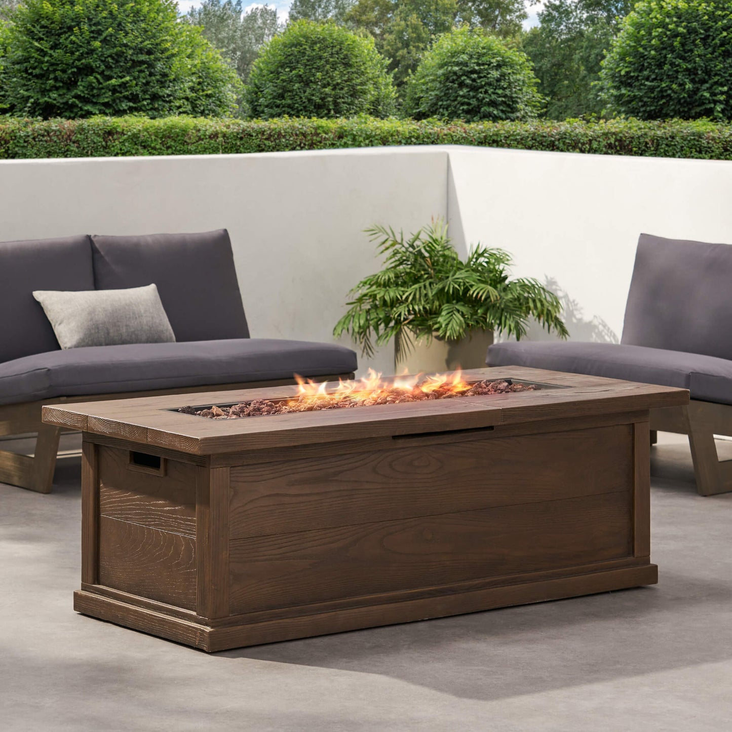 Premium 56" Transitional Rectangular Outdoor Propane Gas Fire Pit Table, 50K BTU (SAK25790)