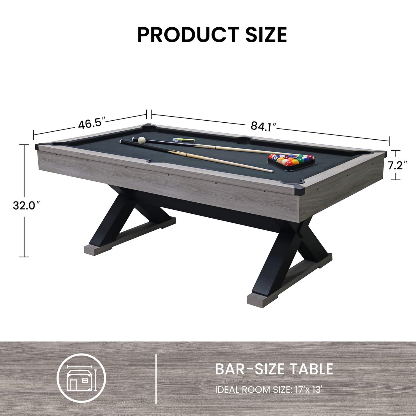 Premium 7FT Wood Billiards Pool Snooker Table Game Set With X-Shaped Legs (SAK32091)