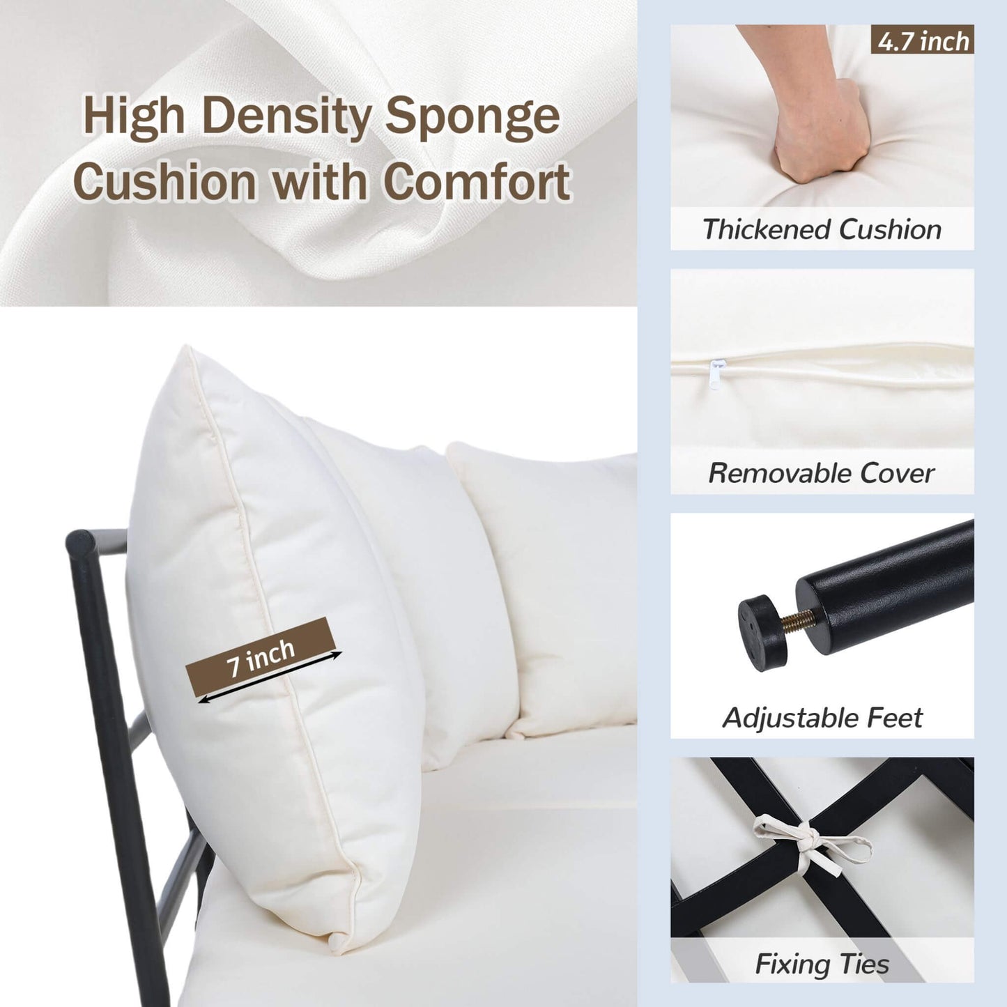 Premium Half- Moon 6-Person Curved All-Weather Outdoor Furniture Sofa Patio Set With Coffee Table And Cushions (SAK76332)