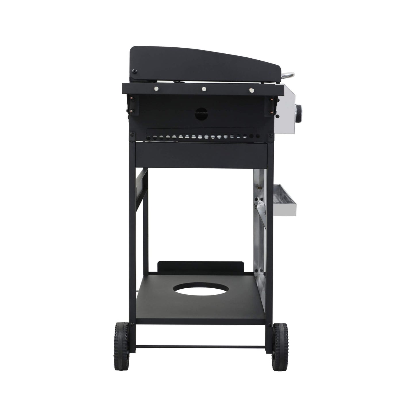 Premium Outdoor 4-Burner Propane BBQ Grill With Foldable Side Tables, Hanging Basket, And Cooking Grids (SAK53213)
