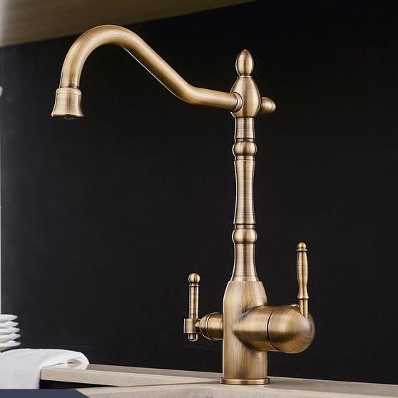 Galileo Galilei Swivel Spout Single-Hole Dual-Handle Kitchen Sink Faucet