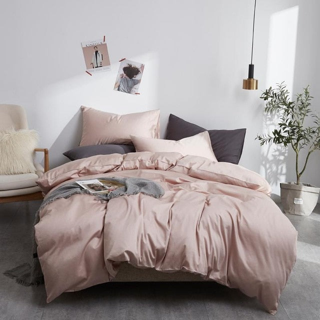 PeachPuff Grace Silk Duvet Cover Set (Premium Egyptian Cotton) 600TC