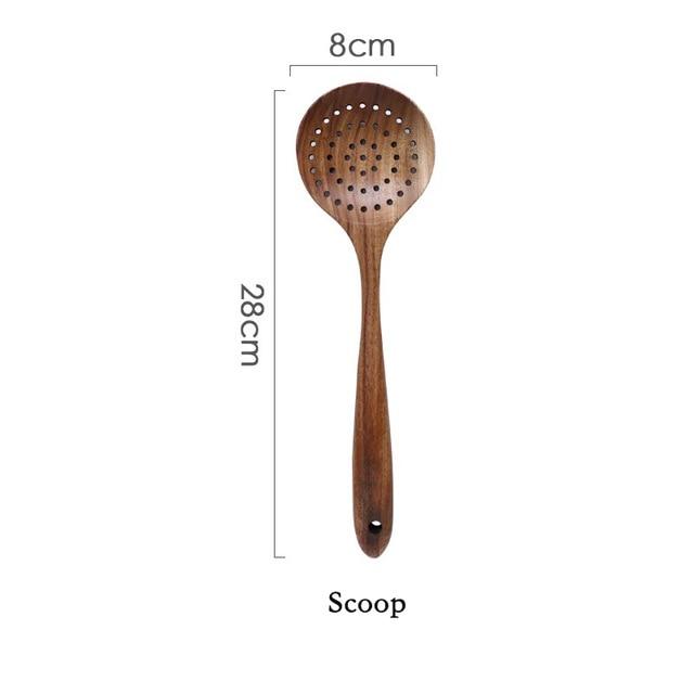 Modern Thailand Natural Teak Wood Utensils Set of 7