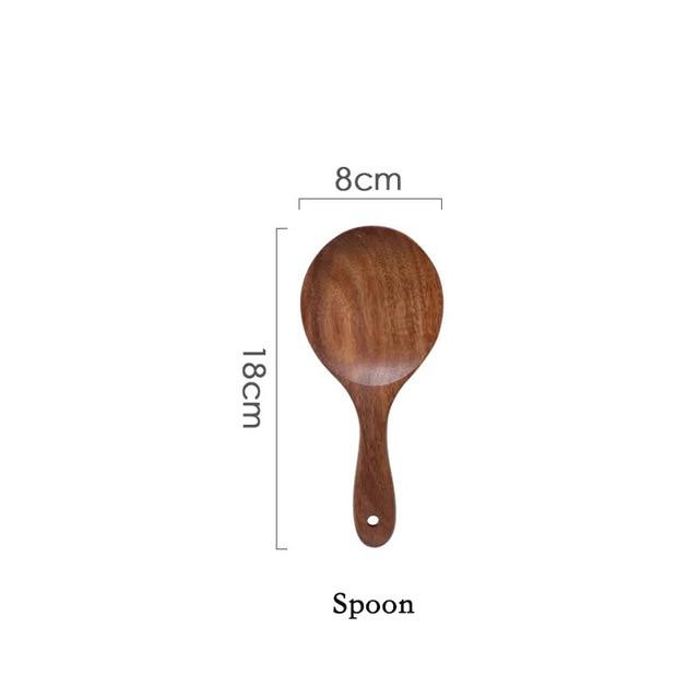 Modern Thailand Natural Teak Wood Utensils Set of 7