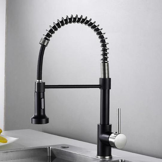Michael Spring Spout Pull-Down Single-Hole Kitchen Sink Faucet