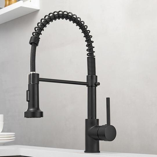 Michael Spring Spout Pull-Down Single-Hole Kitchen Sink Faucet