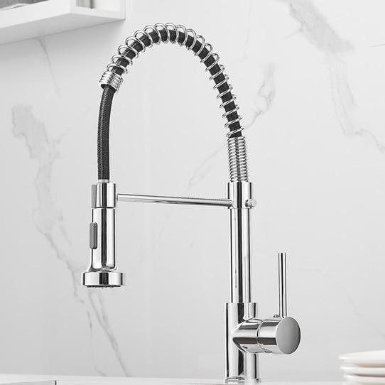 Michael Spring Spout Pull-Down Single-Hole Kitchen Sink Faucet