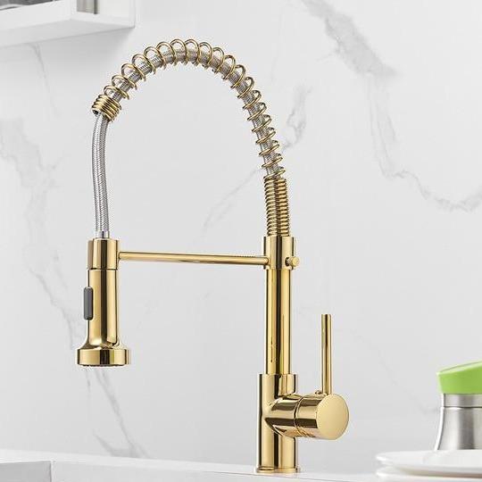 Michael Spring Spout Pull-Down Single-Hole Kitchen Sink Faucet