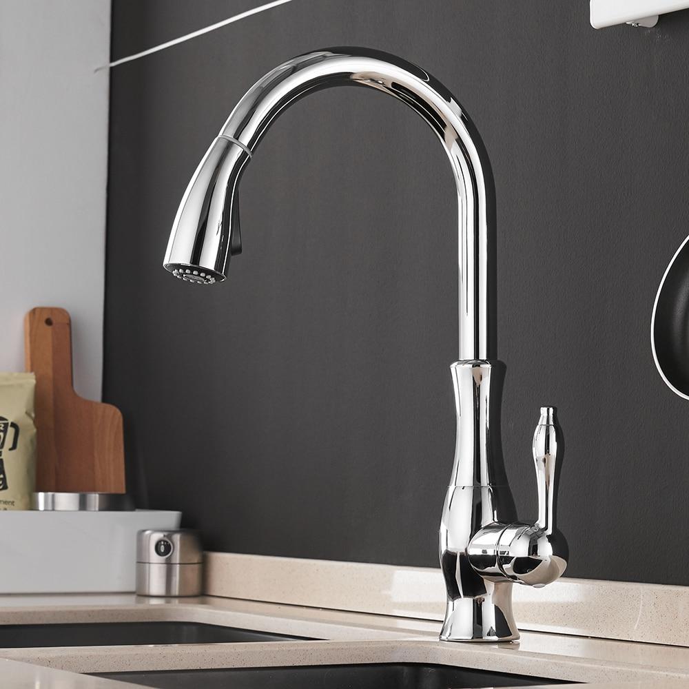 Max Swivel Spout Pull-Down Single-Hole Kitchen Sink Faucet