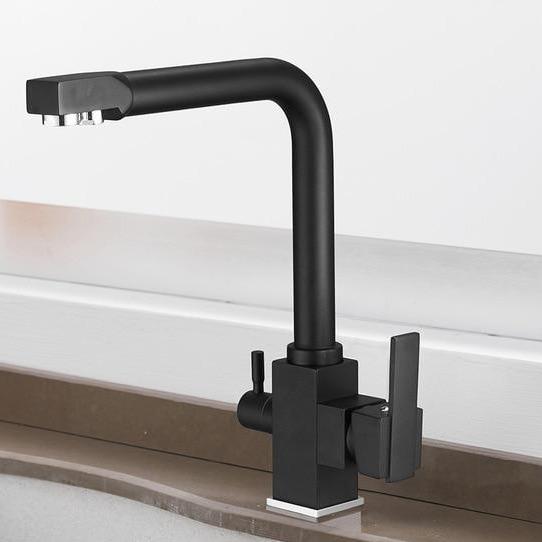 Erwin 360º Swivel Spout Dual-Handle Single-Hole Kitchen Sink Faucet With Filter