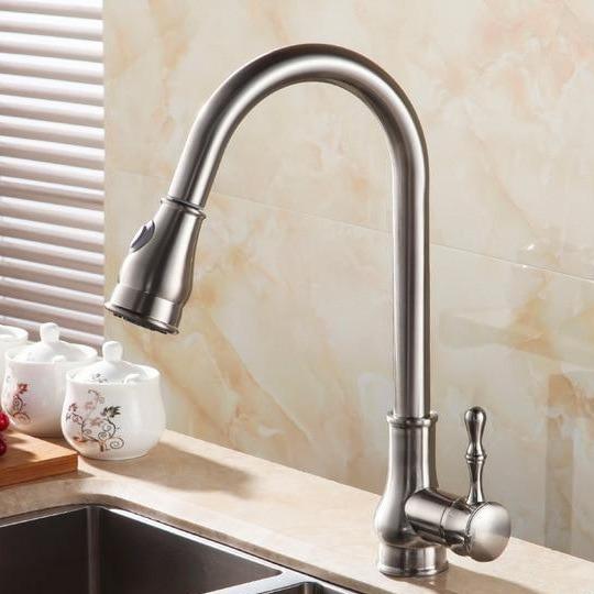 Max Swivel Spout Pull-Down Single-Hole Kitchen Sink Faucet