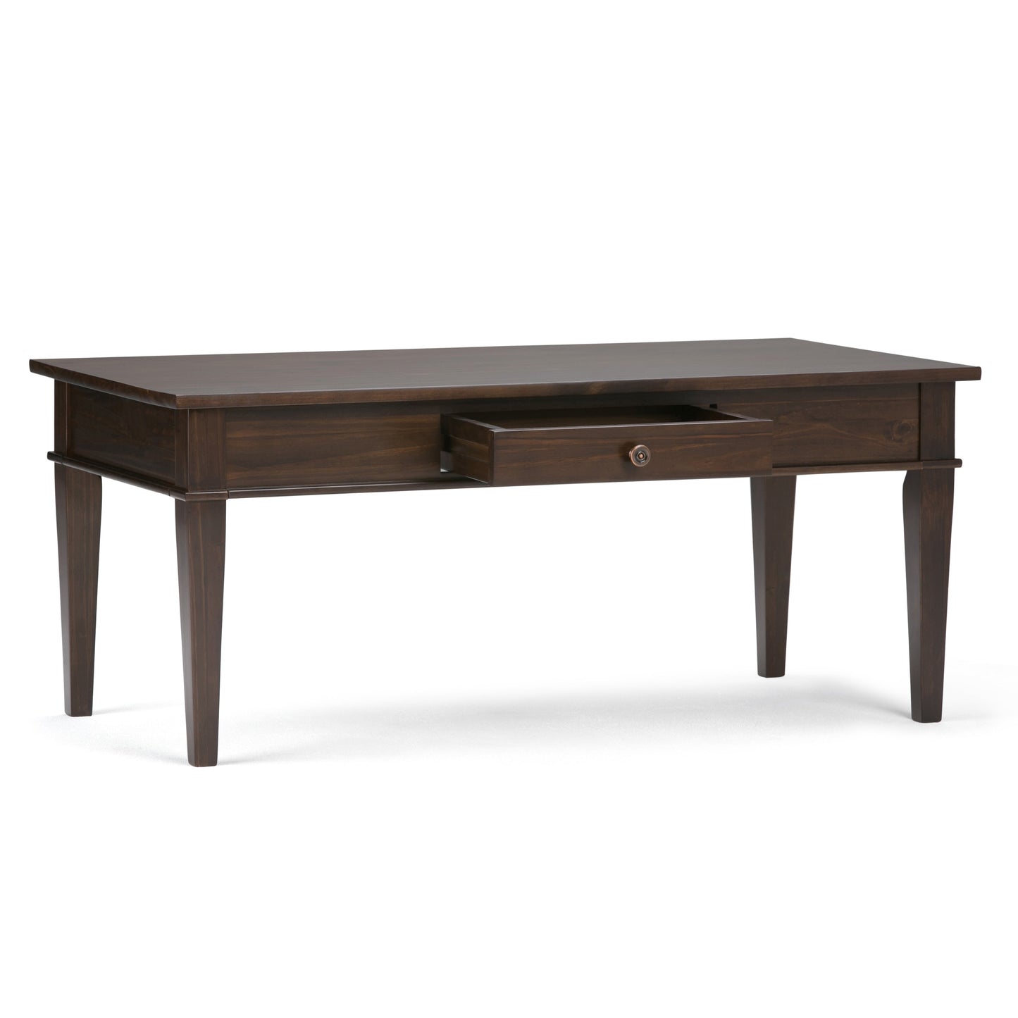 Carlton 44 Inch Wide Solid Wood Coffee Table in Brunette