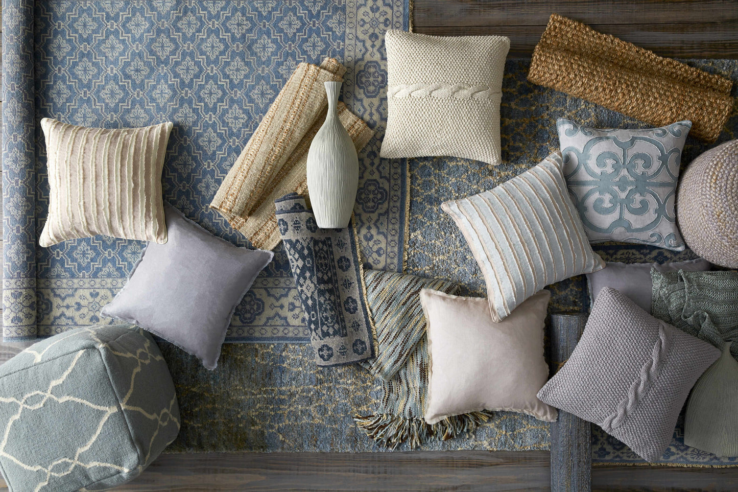 Rockaway Gray Knitted Jute Pouf