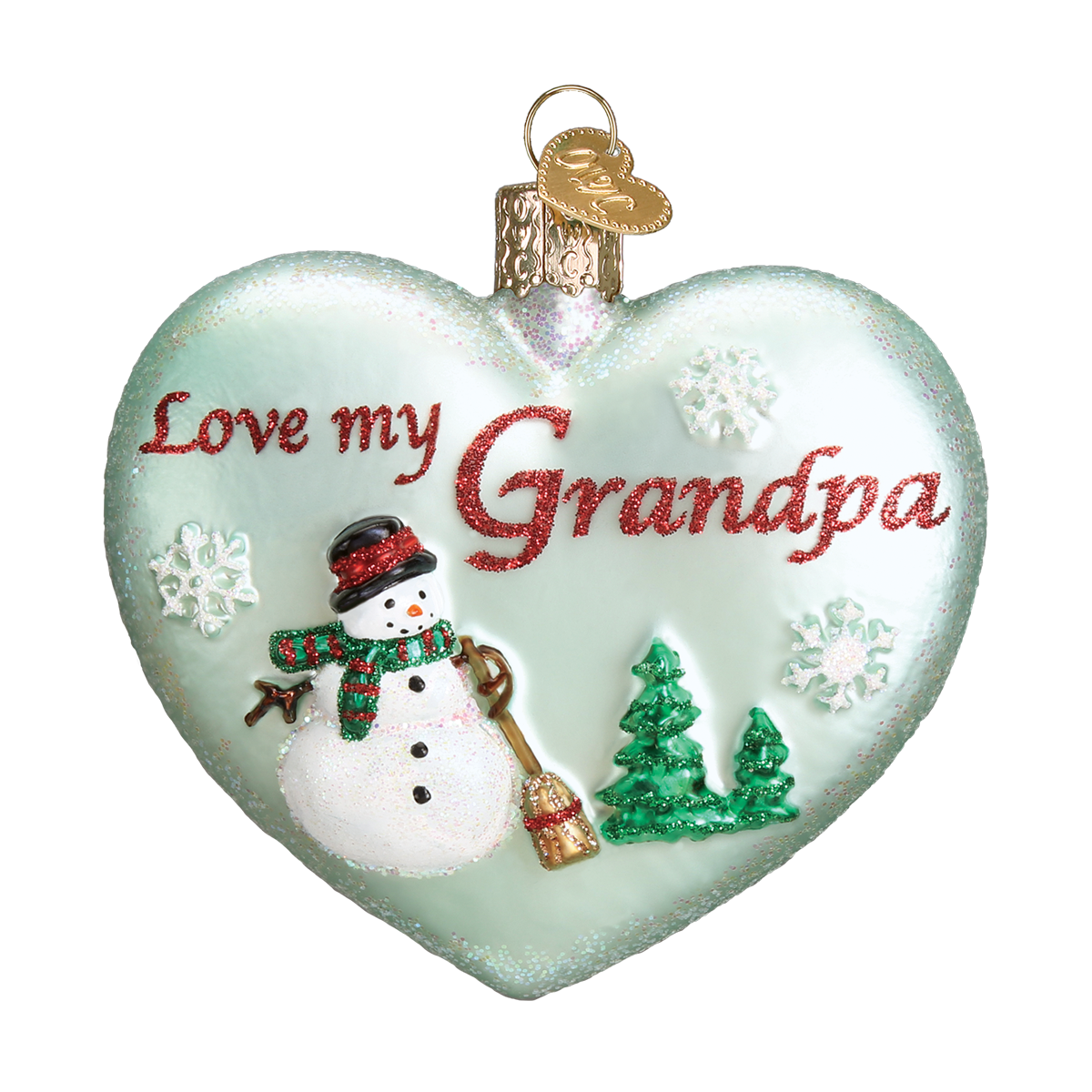Grandpa Heart Glass Ornament