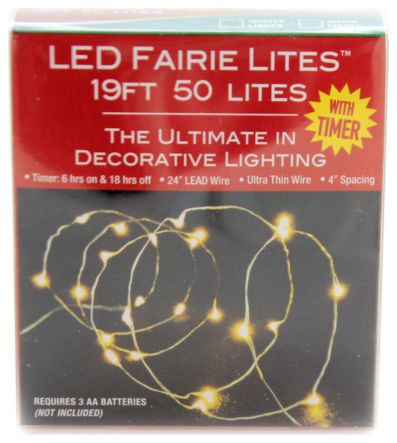 50-Light Battery-Operated Cool White LED Fairy Light Set