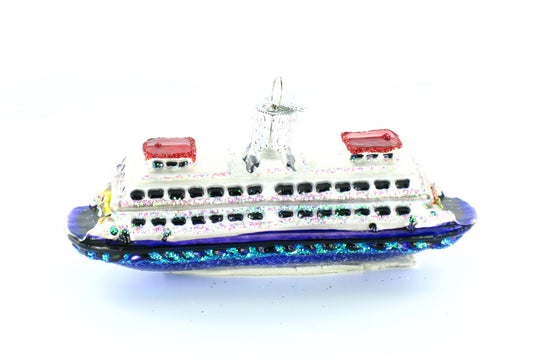 Ferry Boat Glass Ornament
