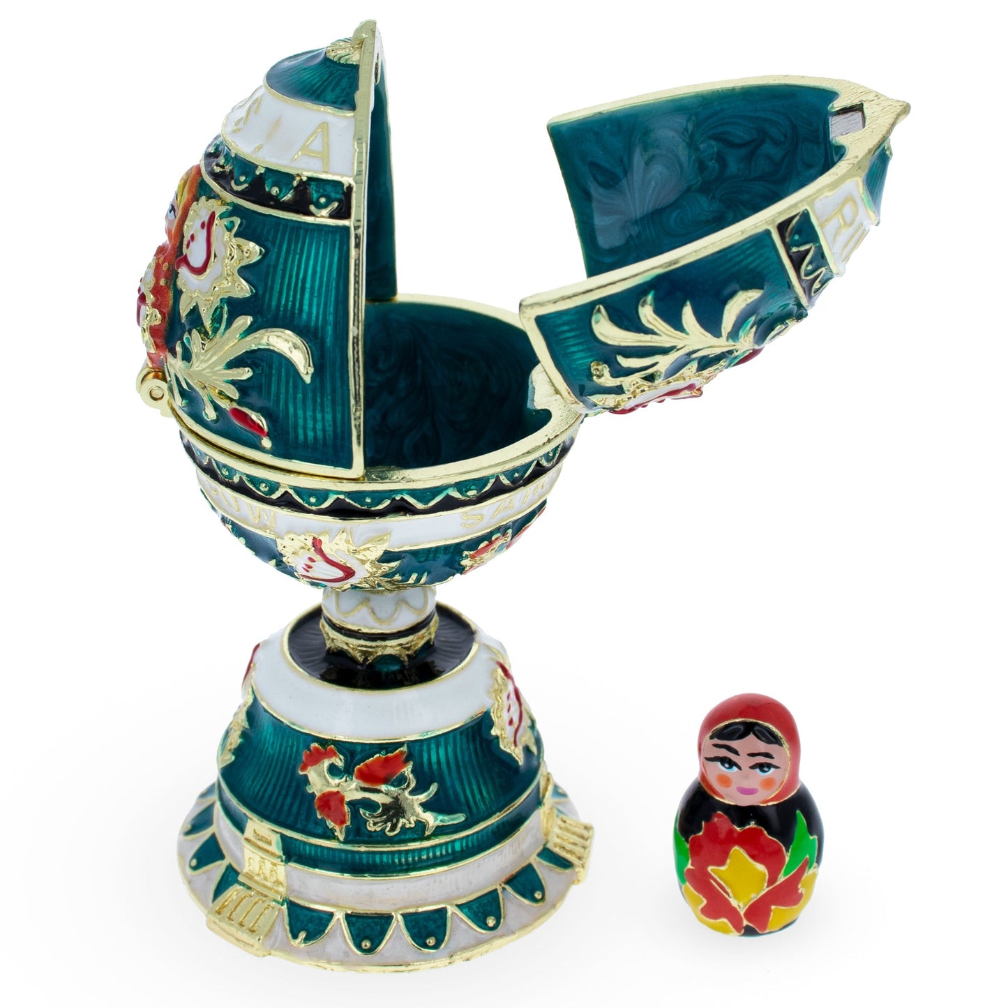 Enameled Nesting Doll Easter Egg Figurine