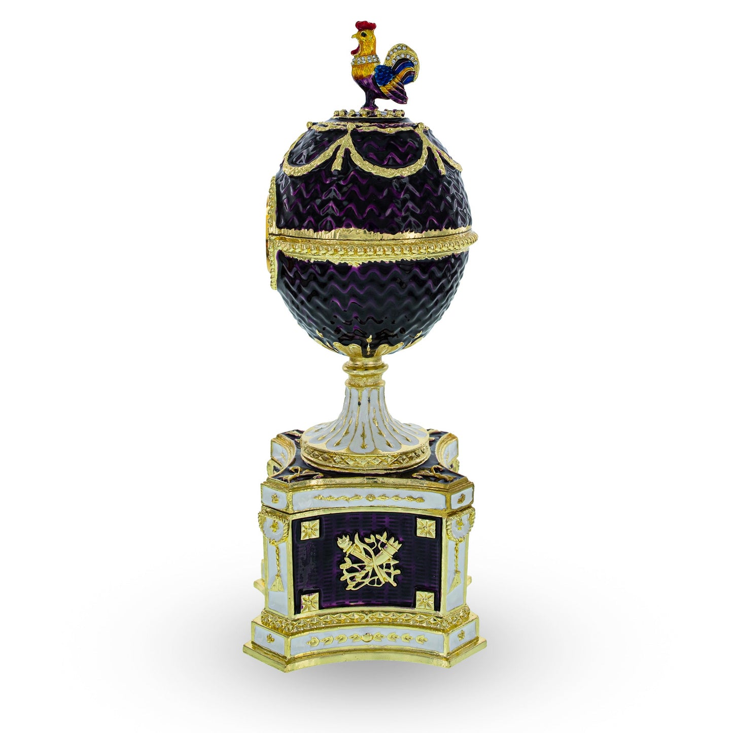 1904 Kelch Chanticleer Royal Imperial Musical Easter Egg in Purple Enamel