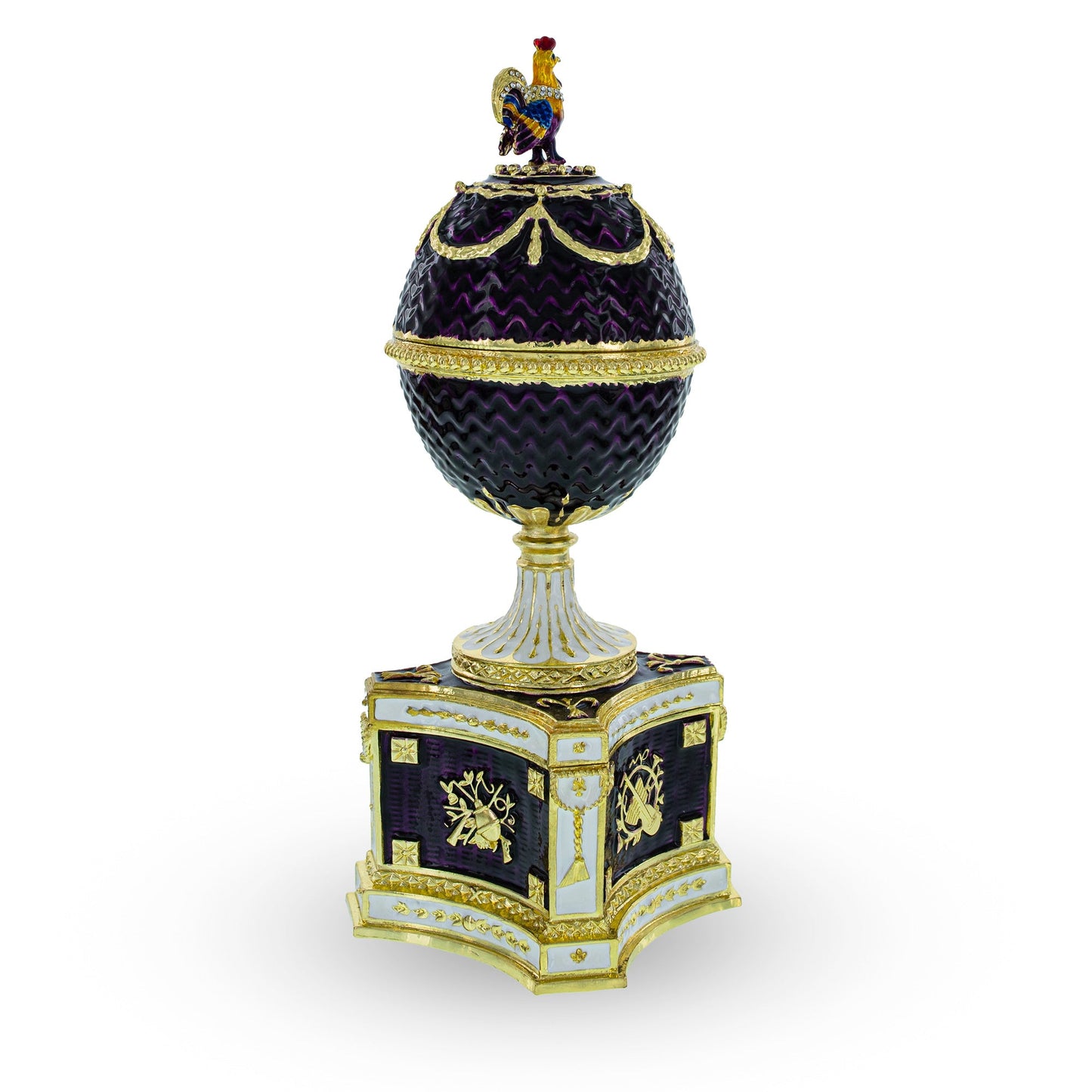1904 Kelch Chanticleer Royal Imperial Musical Easter Egg in Purple Enamel