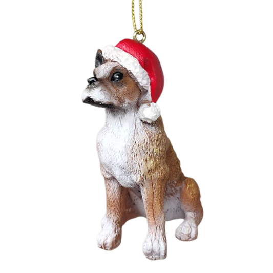 Dog in a Santa Hat Ornament - Pit Bull