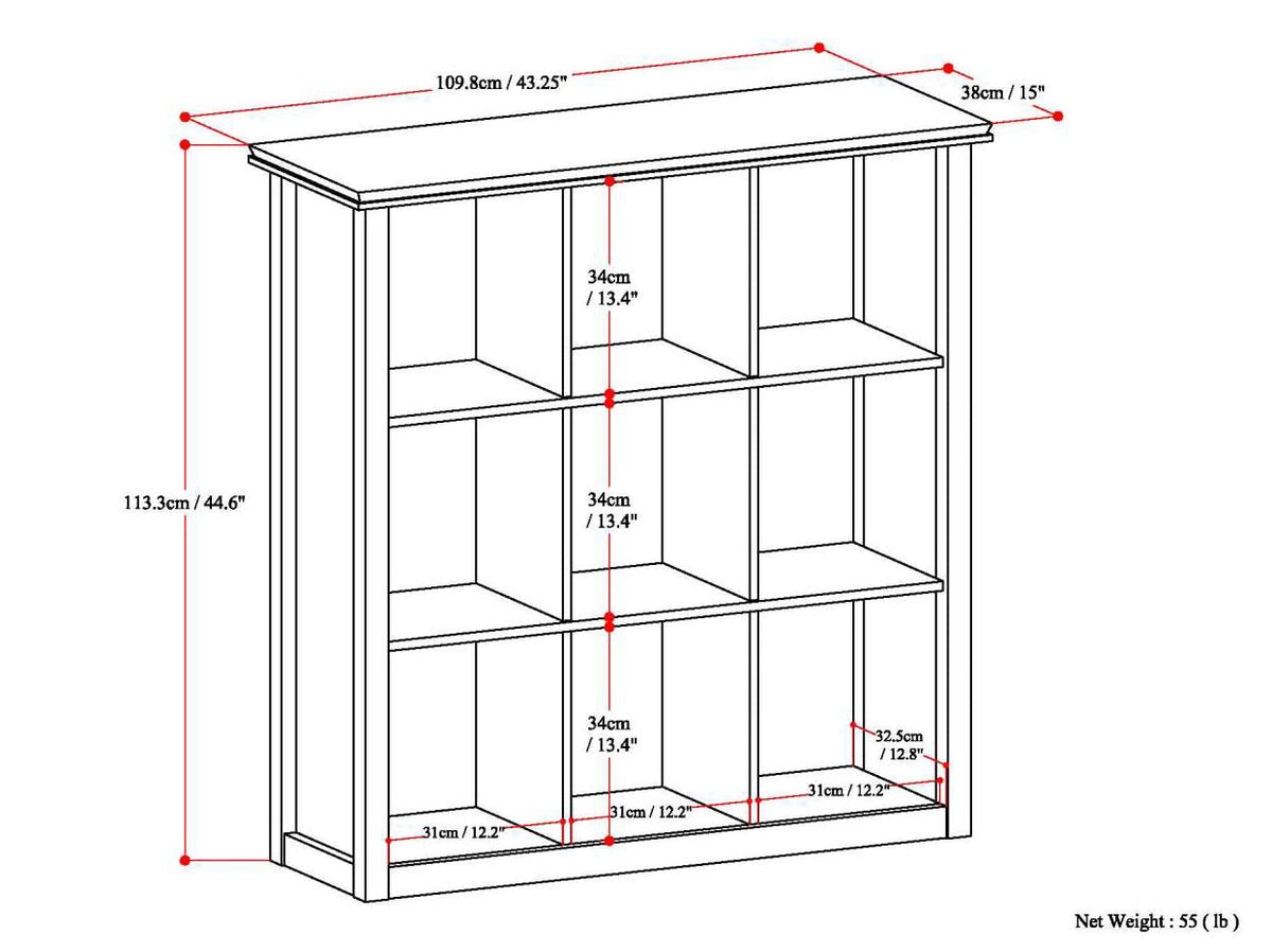 Artisan 9 Cube Bookcase and Storage Unit - Russet